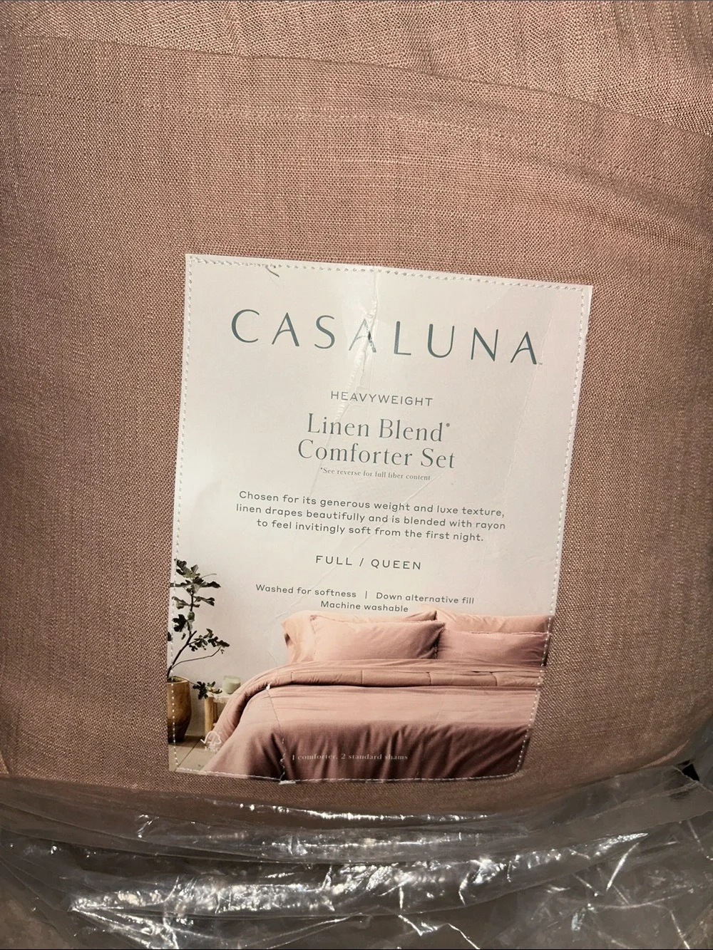Casaluna F/Q Light Adobe Clay Heavyweight Linen Blend Comforter Set